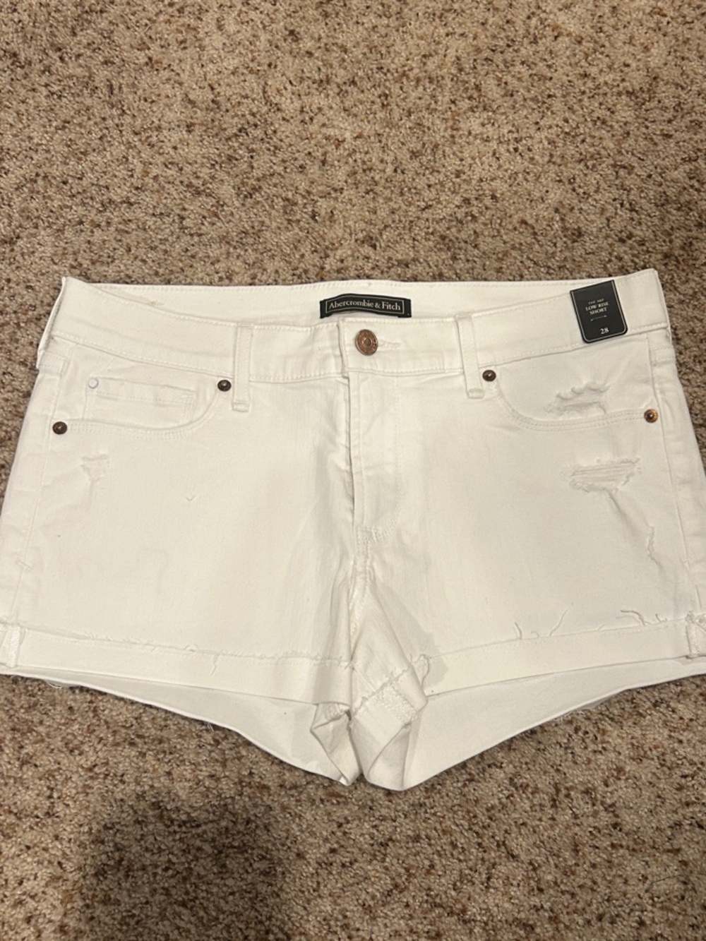 Abercrombie & Fitch White Denim Shortie Shorts Size 28
